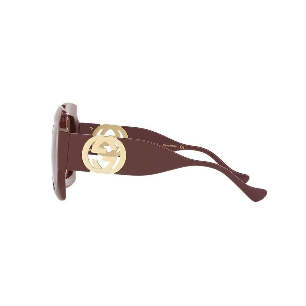 Gucci Square Oversized Sunglasses in Deep Burgundy with Brown Lenses - Picture 3 of 9
